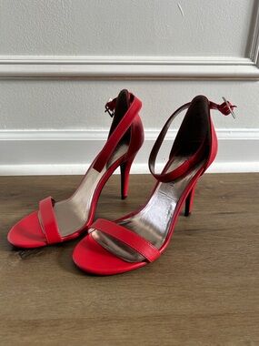 Madden Girl Red Ankle-Strap Stiletto Sandals